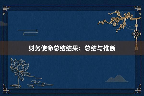 财务使命总结结果：总结与推断